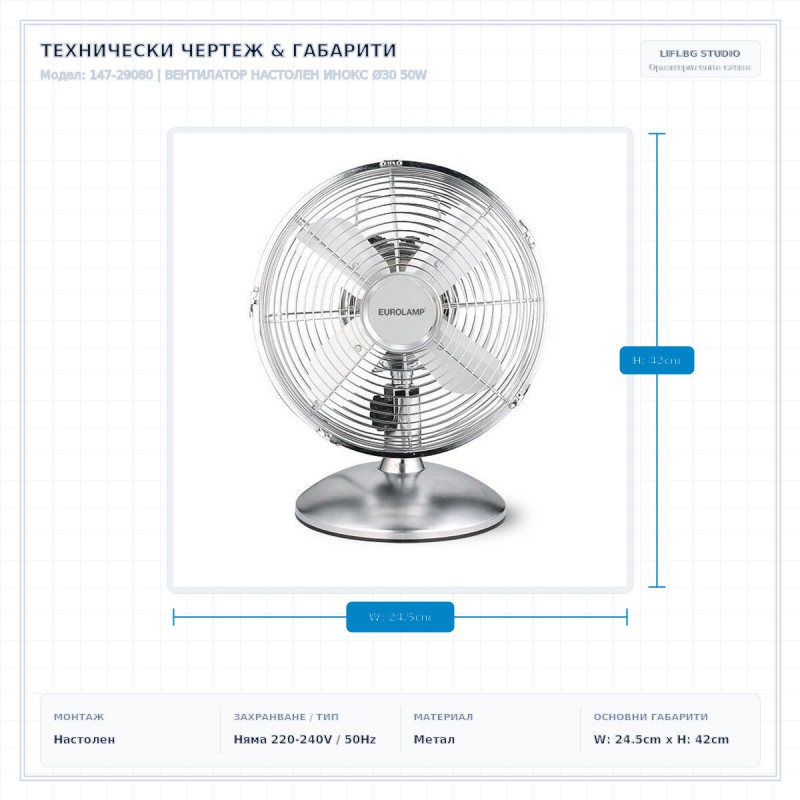 ВЕНТИЛАТОР НАСТОЛЕН ИНОКС Ø30 50W