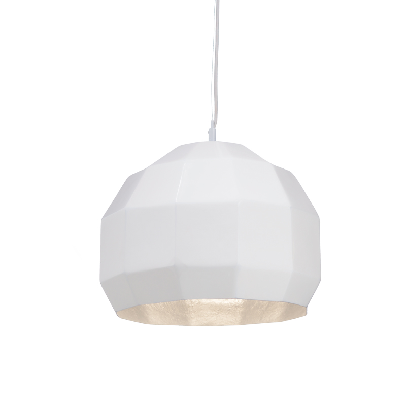 NETTO PENDANT 1XE27 RESIN WHITE+SILVER POLYGON Φ38H120CM V35077WS NETTO PENDANT 1XE27 RESIN WHITE+SILVER POLYGON Φ38H120CM V35077WS