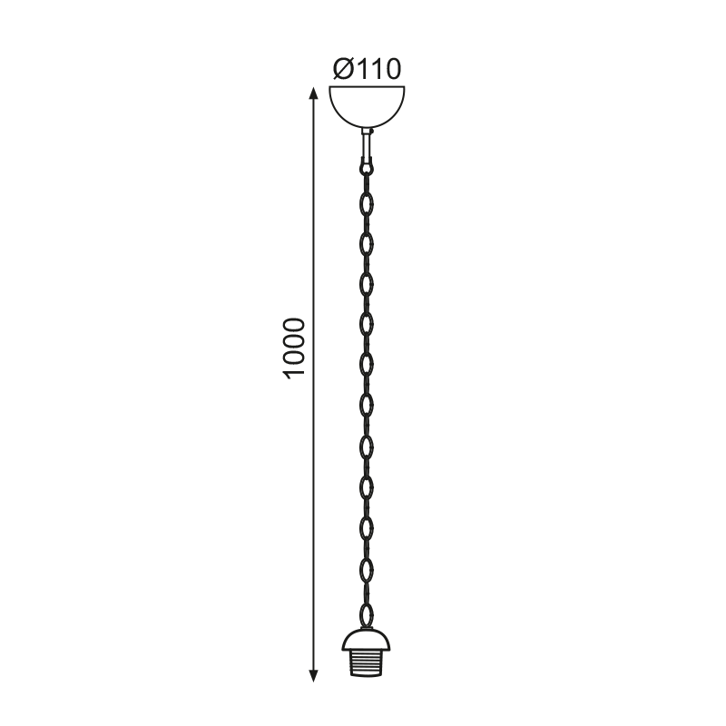 PHASING OUT PENDANT 1XE27 METAL WHITE COPPER+CHAIN Η100CM 1600WC