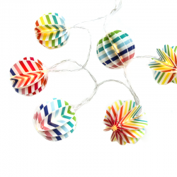 “PAPER DECORATIVE STRING LIGHTS” MULTICOLOR BALL 10 LED STRING LIGHTS WITH BATTERIES (2xΑΑ) WARM WHITE IP20 135+30cm TRANSPARENT CABLE XO10WW2A