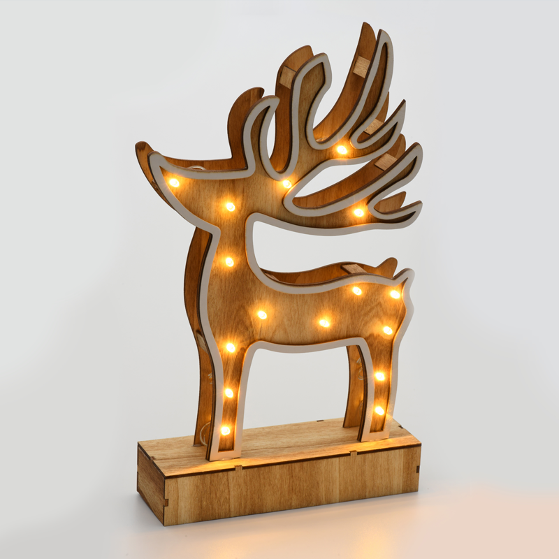 “WOODEN REINDEER DECOR LIGHTS” 16 LED LIGHTS WITH BATTERY (2xAAA) WARM WHITE IP20 19x33x6cm XDEERWW333A