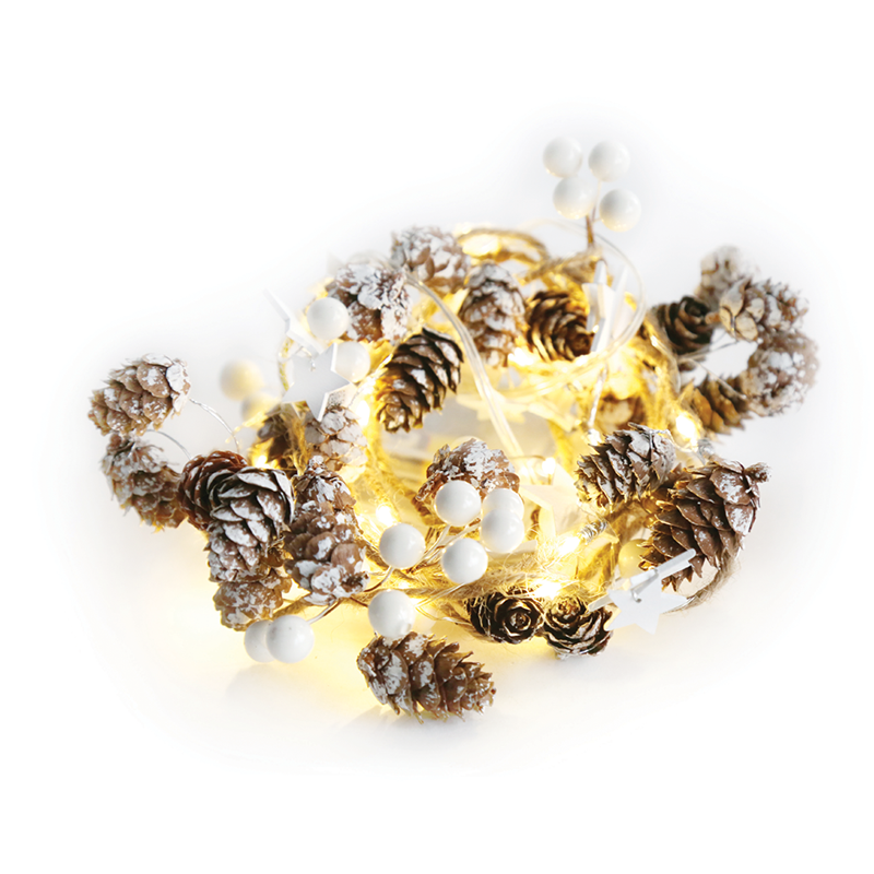 “CHRISTMAS GARLAND STRING LIGHTS” WHITE STAR 20 LED STRING LIGHTS WITH BATTERIES (2xΑΑ) WARM WHITE IP20 180+30cm TRANSPARENT CABLE XK20WW2A