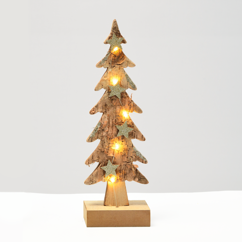 “WOODEN XMAS TREE LIGHT” BROWN TREE- SMALL 5 LED LIGHTS WITH BATTERY (2xAAA) WARM WHITE IP20 9.5x6x31cm XTREBWW313A