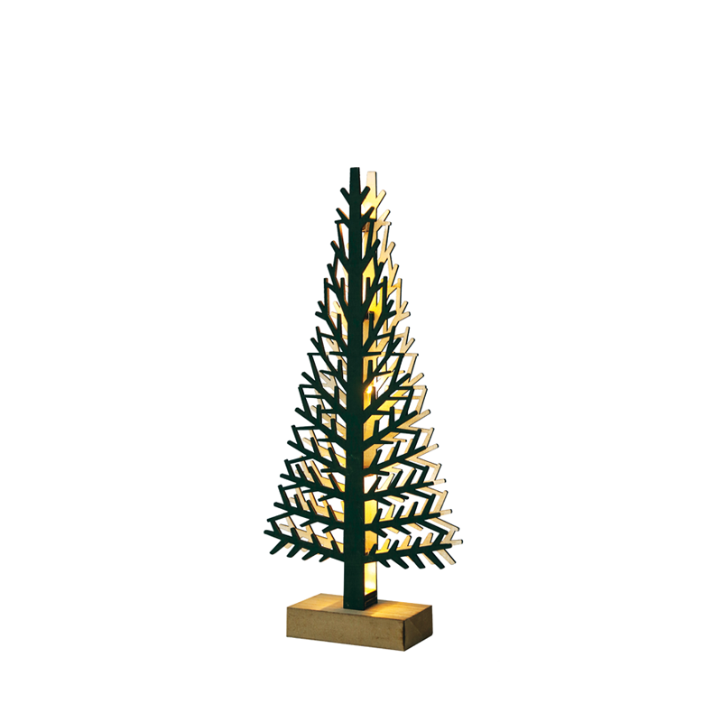 “WOODEN XMAS TREE LIGHT” GREEN TREE- SMALL 5 LED LIGHTS WITH BATTERY (2xAAA) WARM WHITE IP20 14x5x32cm XTREGWW323A