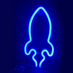 ROCKET, 87 NEON LED LIGHTS WITH BATTERY (3xAA)/USB, BLUE, IP20, 13.5x2x27cm X04876320