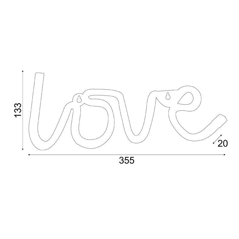 LOVE, 118 NEON LED LIGHTS WITH BATTERY (3xAA)/USB, PINK, IP20, 35.5x2x13cm X041187322