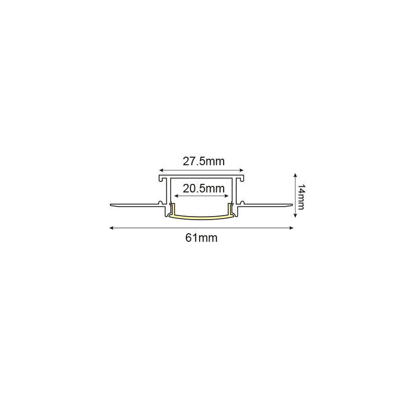 LOND ALUMINUM PROFILE P125 WITH OPAL PC DIFFUSER 2m/pc P125U