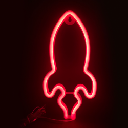 ROCKET, 87 NEON LED LIGHTS WITH BATTERY (3xAA)/USB, RED, IP20, 13.5x2x27cm X04874320