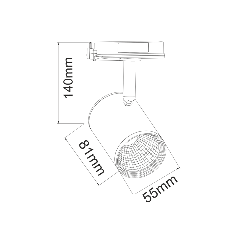WHITE LED TRACK LIGHT 7W 4000K 2WIRES 24° 540LM 230V Ra80 ZUNO740W2