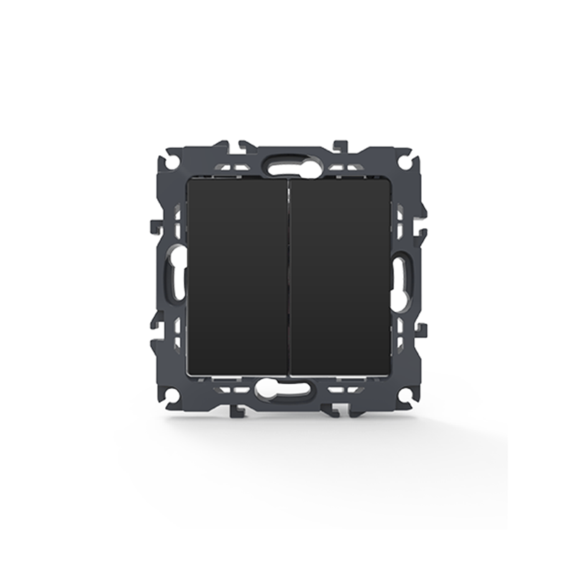 PRIME 2 GANG 1 WAY SWITCH SCREWLESS 1+1P 10AX 250VAC IP20 MATT ANTHRACITE 1000110205