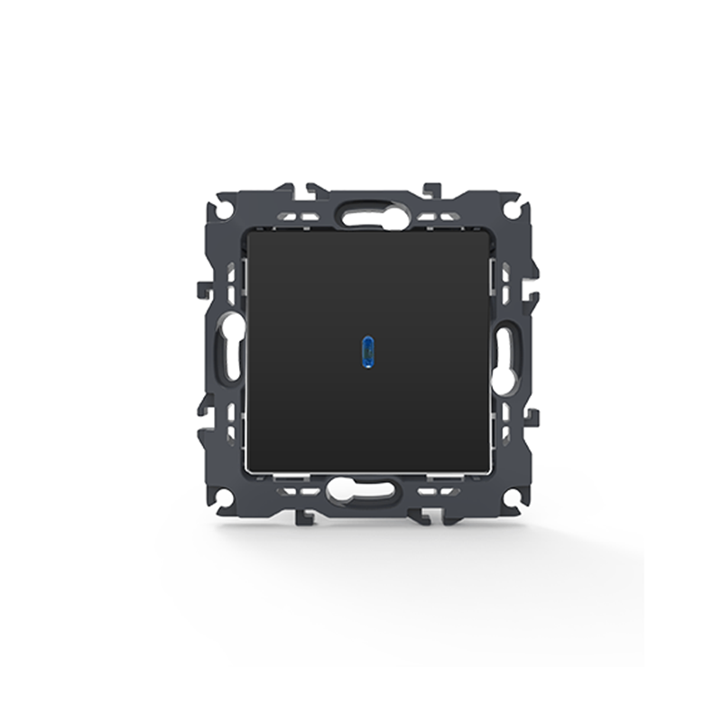 PRIME 1 GANG 2 WAY SWITCH   LED LOCATOR LAMP (ON-OFF) SCREWLESS 1P 10AX 250VAC IP20 MATT ANTHRACITE 1000111105