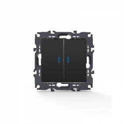 PRIME 2 GANG 1 WAY SWITCH   LED LOCATOR LAMP (ON-OFF) SCREWLESS 1+1P 10AX 250VAC IP20 MATT ANTHRACITE 1000111205