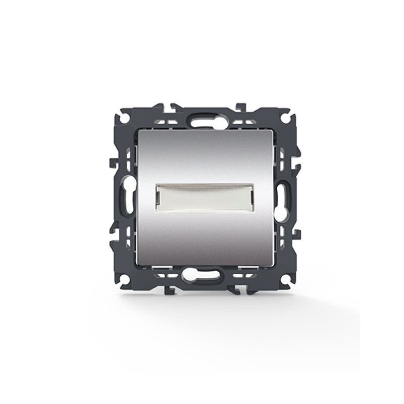 PRIME 1 GANG PUSH BUTTON   NAMEPLATE LED LAMP (12VAC) SCREWLESS 1P 10A 250VAC IP20 MATT ALUMINUM 1000112103