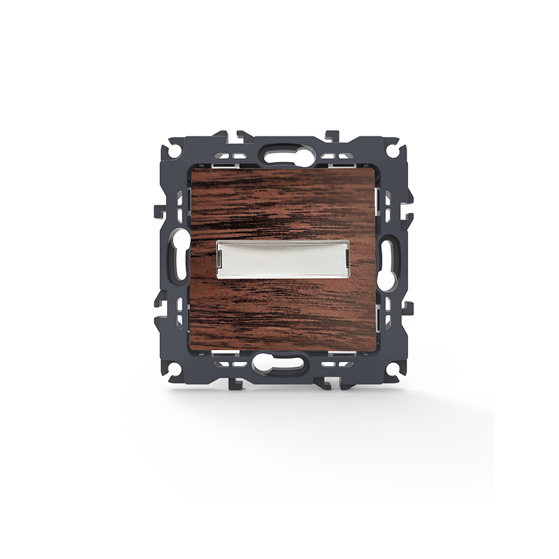 PRIME 1 GANG PUSH BUTTON  amp  NAMEPLATE LED LAMP (12VAC) SCREWLESS 1P 10A 250VAC IP20 WOOD 1000112106