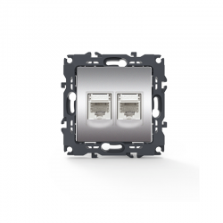 PRIME TELEPHONE SOCKET 2xRJ11 CAT3 IP20 MATT ALUMINUM 1000113103
