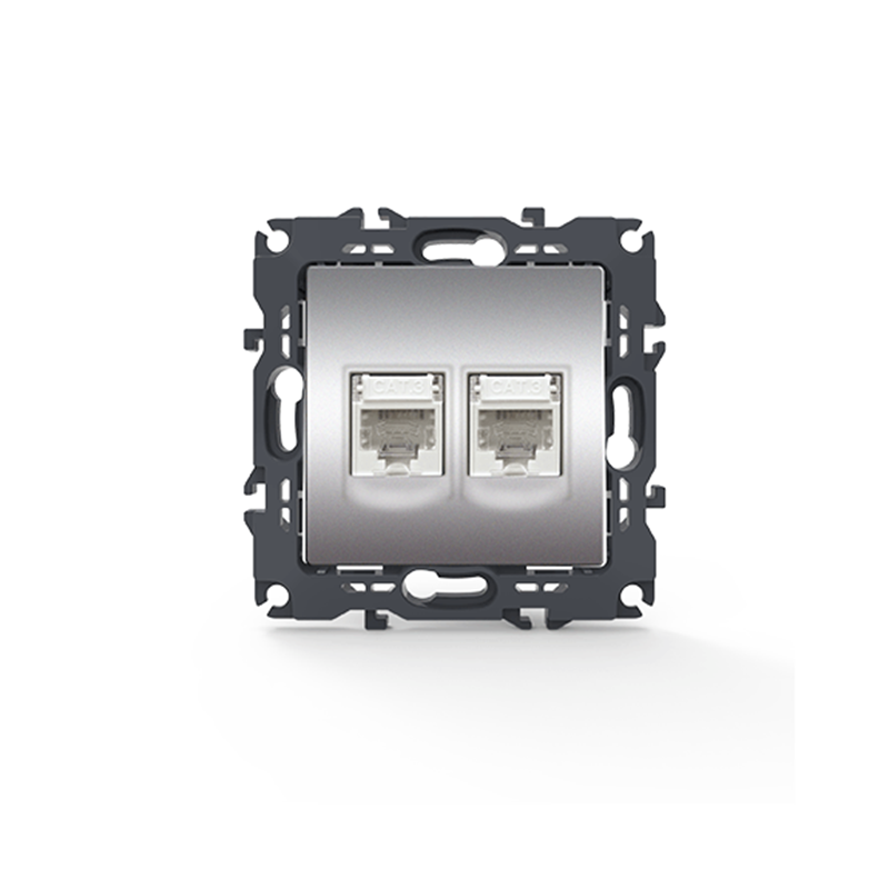 PRIME TELEPHONE SOCKET 2xRJ11 CAT3 IP20 MATT ALUMINUM 1000113103 PRIME TELEPHONE SOCKET 2xRJ11 CAT3 IP20 MATT ALUMINUM 1000113103