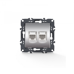 PRIME LAN SOCKET 2xRJ45 CAT6 UTP IP20 MATT ALUMINUM 1000113303
