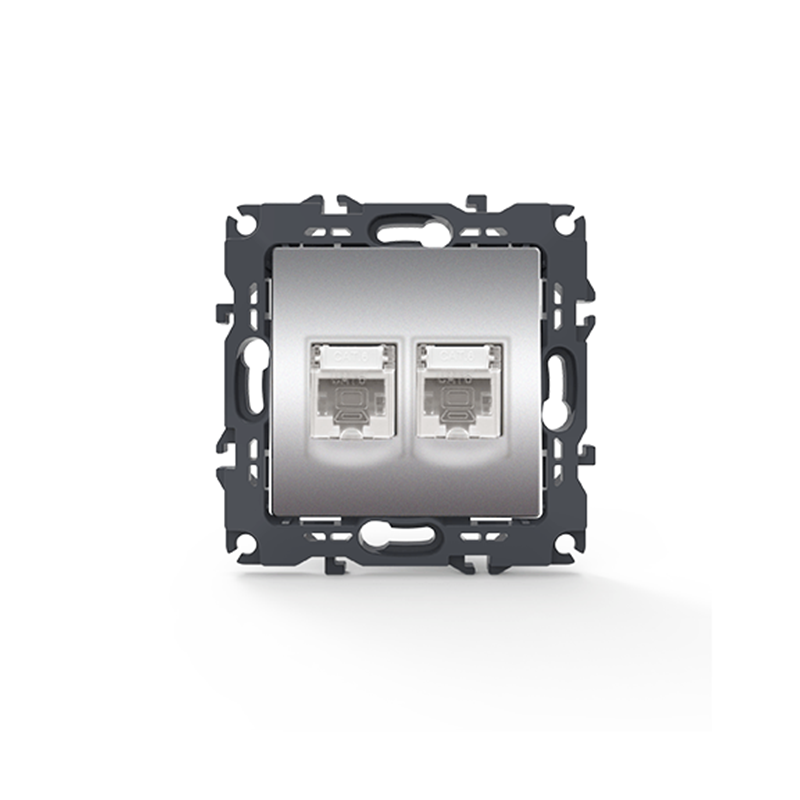 PRIME LAN SOCKET 2xRJ45 CAT6 UTP IP20 MATT ALUMINUM 1000113303 PRIME LAN SOCKET 2xRJ45 CAT6 UTP IP20 MATT ALUMINUM 1000113303