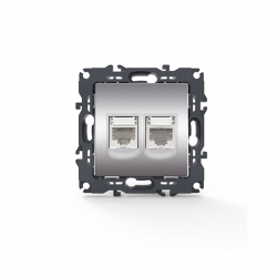 PRIME TELEPHONE SOCKET 1xRJ11 CAT3 IP20   LAN SOCKET 1xRJ45 CAT6 UTP IP20 MATT ALUMINUM 1000113403