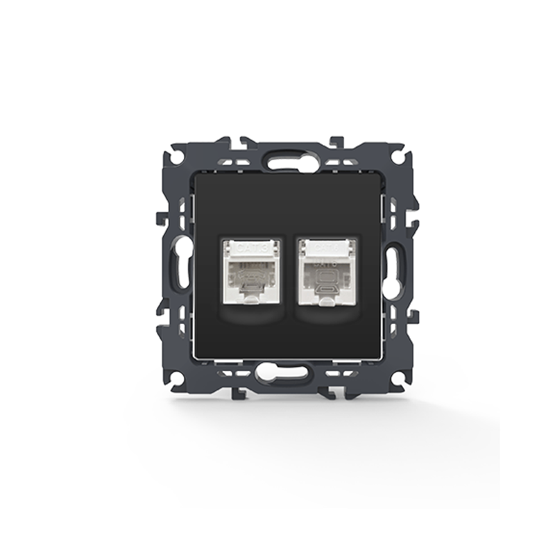 PRIME TELEPHONE SOCKET 1xRJ11 CAT3 IP20   LAN SOCKET 1xRJ45 CAT6 UTP IP20 MATT ANTHRACITE 1000113405