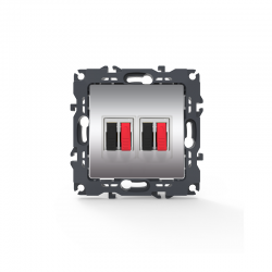 PRIME DOUBLE AUDIO SOCKET SCREWLESS 36-230VAC IP20 MATT ALUMINUM 1000113603