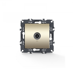 PRIME TV SOCKET THROUGH-LINE MALE CONNECTOR   SURGE PROTECTION IP20 MATT CHAMPAGNE 1000114104