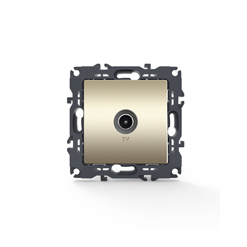 PRIME TV SOCKET THROUGH-LINE MALE CONNECTOR   SURGE PROTECTION IP20 MATT CHAMPAGNE 1000114104