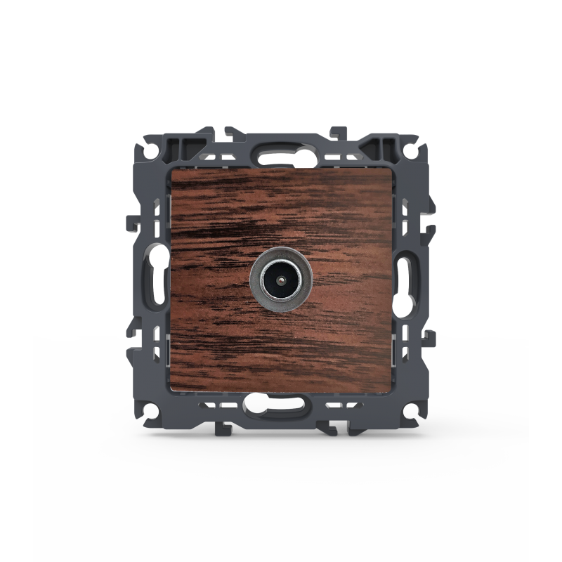 PRIME TV SOCKET THROUGH-LINE MALE CONNECTOR  amp  SURGE PROTECTION IP20 WOOD 1000114106