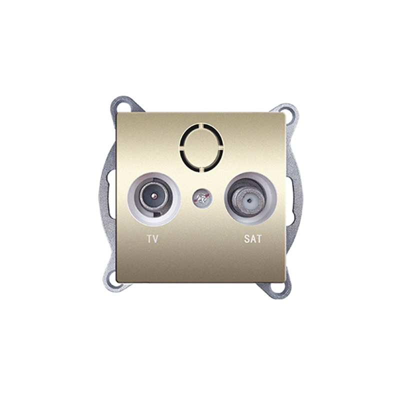 PRIME TV-SAT SOCKET END-LINE MALE   F CONNECTOR SURGE PROTECTION IP20 MATT CHAMPAGNE 1000114204