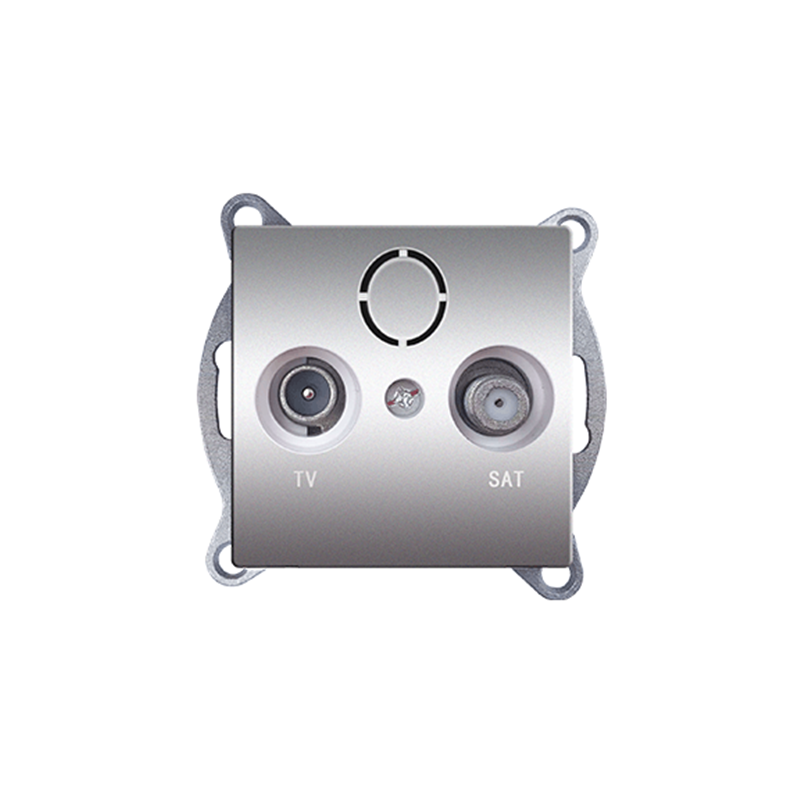 PRIME TV-SAT SOCKET THROUGH-LINE MALE   F CONNECTOR SURGE PROTECTION IP20 MATT ALUMINUM 1000114303