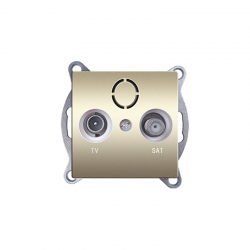 PRIME TV-SAT SOCKET THROUGH-LINE MALE   F CONNECTOR SURGE PROTECTION IP20 MATT CHAMPAGNE 1000114304