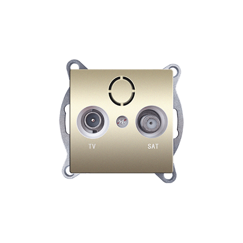 PRIME TV-SAT SOCKET THROUGH-LINE MALE   F CONNECTOR SURGE PROTECTION IP20 MATT CHAMPAGNE 1000114304
