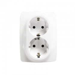 PRIME SCHUKO SOCKET WITH SAFETY SHUTTER 2x2P+E 16A 250VAC IP20 WHITE 1000116201