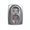PRIME SCHUKO SOCKET WITH SAFETY SHUTTER 2x2P+E 16A 250VAC IP20 MATT ALUMINUM 1000116203