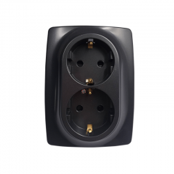 PRIME SCHUKO SOCKET WITH SAFETY SHUTTER 2x2P+E 16A 250VAC IP20 MATT ANTHRACITE 1000116205
