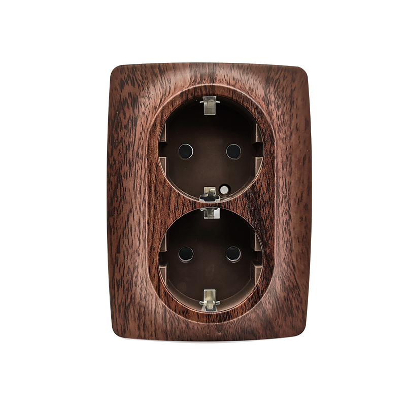 PRIME SCHUKO SOCKET WITH SAFETY SHUTTER 2x2P+E 16A 250VAC IP20 WOOD 1000116206 PRIME SCHUKO SOCKET WITH SAFETY SHUTTER 2x2P+E 16A 250VAC IP20 WOOD 1000116206