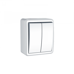 MURATA 2 GANG 1 WAY SWITCH WALL MOUΝΤED SCREWS 1+1P 10AX 250VAC IP20 WHITE 1000220201