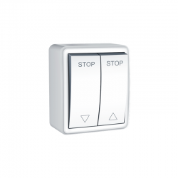 MURATA 2 GANG PUSH BUTTON SHUTTER SWITCH WALL MOUΝΤED SCREWS 1-1P 10A 250VAC IP20 WHITE 1000222201