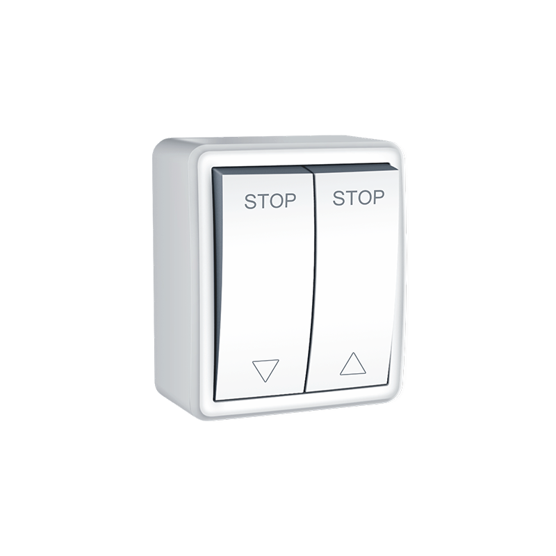 MURATA 2 GANG PUSH BUTTON SHUTTER SWITCH WALL MOUΝΤED SCREWS 1-1P 10A 250VAC IP20 WHITE 1000222201