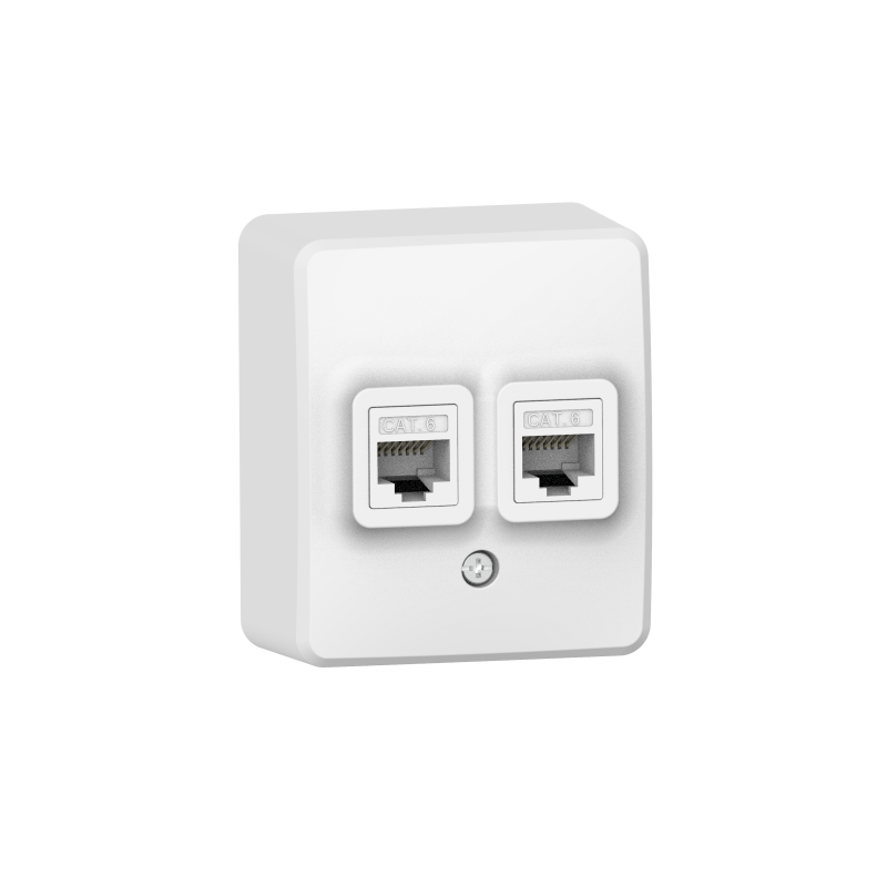 MURATA DOUBLE LAN SOCKET WALL MOUΝΤED 2xRJ45 CAT6 UTP IP20 WHITE 1000223301