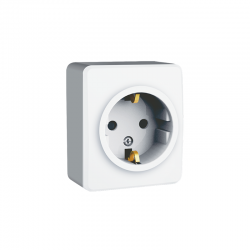 MURATA SCHUKO SOCKET WITH SAFETY SHUTTER WALL MOUΝΤED SCREWS 1x2P+E 16A 250VAC IP20 WHITE 1000226001