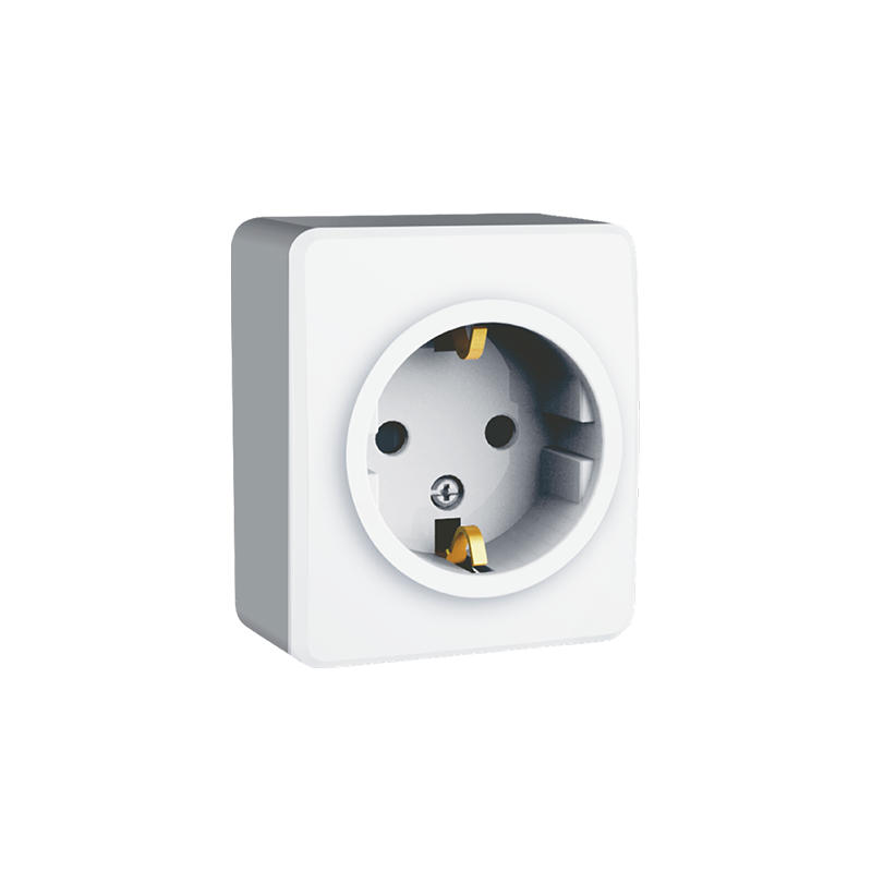 MURATA SCHUKO SOCKET WITH SAFETY SHUTTER WALL MOUΝΤED SCREWS 1x2P+E 16A 250VAC IP20 WHITE 1000226001