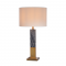 PHASING OUT TABLE LUMINAIRE 1XE27 METALLIC BRASS WHITE SHADE, COLOR grey marble-antique brass Φ38ΧΗ72CM LUXOR ML306411TB