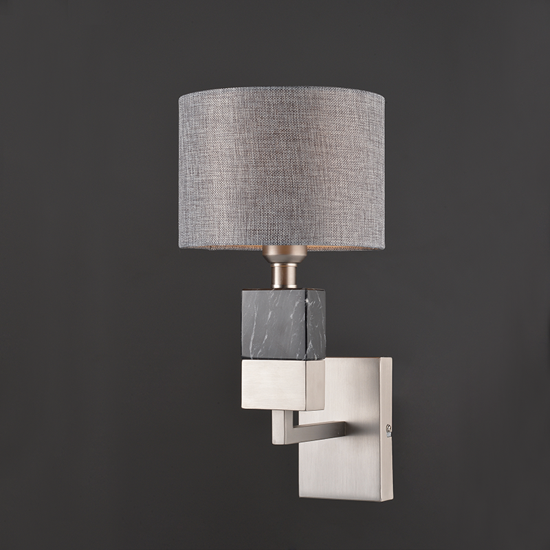 PHASING OUT WALL MOUNTED LUMINAIRE 1XE27 METALLIC NIKEL   GREY SHADE, COLORgrey marble-brushed stee 20Χ25ΧΗ30CM LUXOR ML306411WS