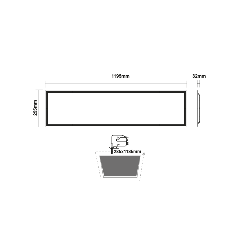 LED PANEL 40W 295X1195X32mm 3000K 4400Lm 230V AC Ra80 50.000Hrs PILO301204030