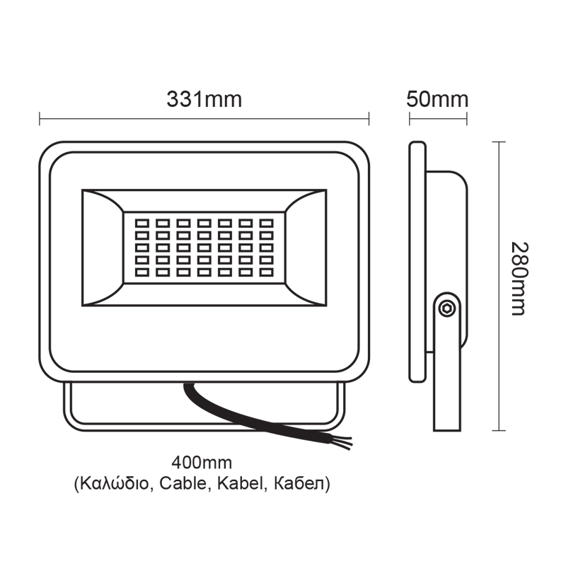 BLACK LED SMD FLOOD LUMINAIRE IP66 100W 4000K 10400Lm 230V AC RA80 V10040 BLACK LED SMD FLOOD LUMINAIRE IP66 100W 4000K 10400Lm 230V AC RA80 V10040