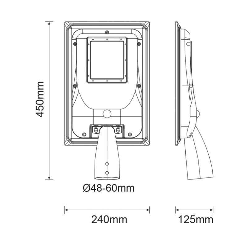 LED STREET SOLAR LUMINAIRE 20W 5.000K 1850Lm IP66 SONNE2050