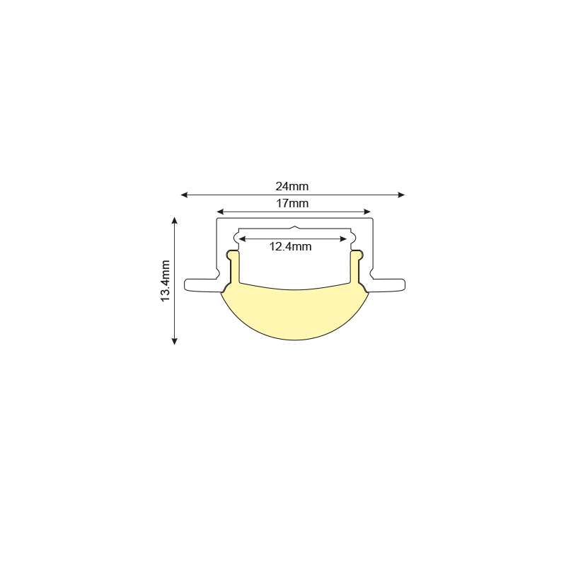 ESME ALUMINUM PROFILE P101 WITH SEMI-CLEAR PC DIFFUSER 2m/pc P101