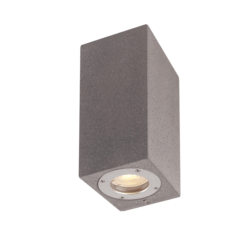 ^WALL UP-DOWN SQUARE SPOT LUMINAIRE IP65 2XGU10 BLACK CEMENT MK0532SB
