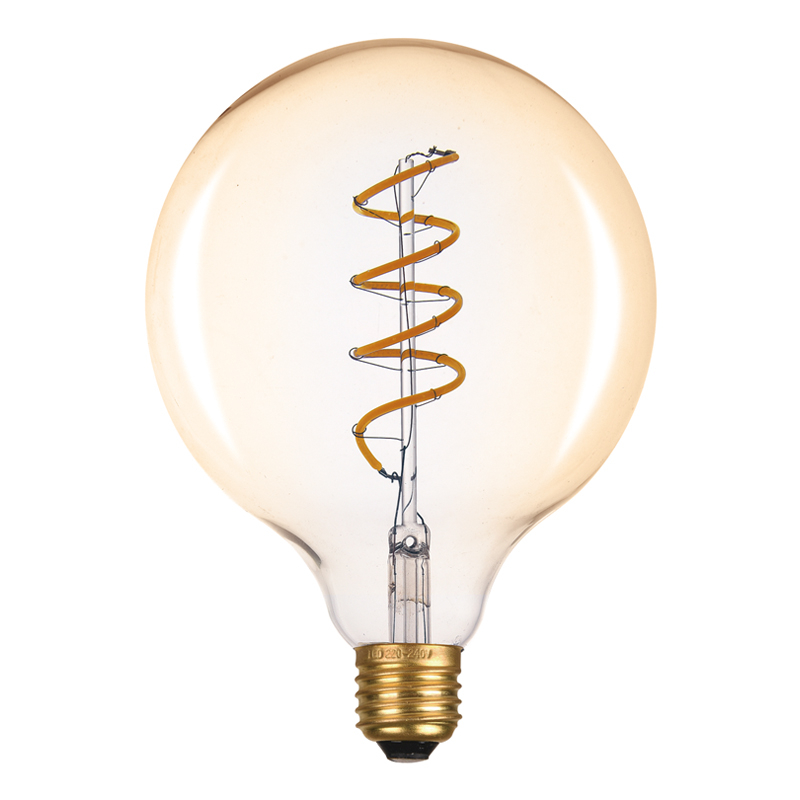 LED E27 G125 AMBER 6W 2700K 230V AC 300° 420LM RA80 GLOBE1256SWWAM